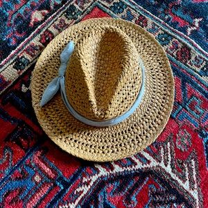Straw Fedora Hat with Bow